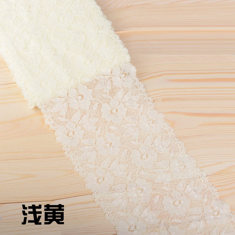 Elastic Lace Ribbon Tape 16cm Lace Trim Fabric Embroidered White Lace Trimmings DIY Crafts Sewing Material Garment Accessories: Light Yellow