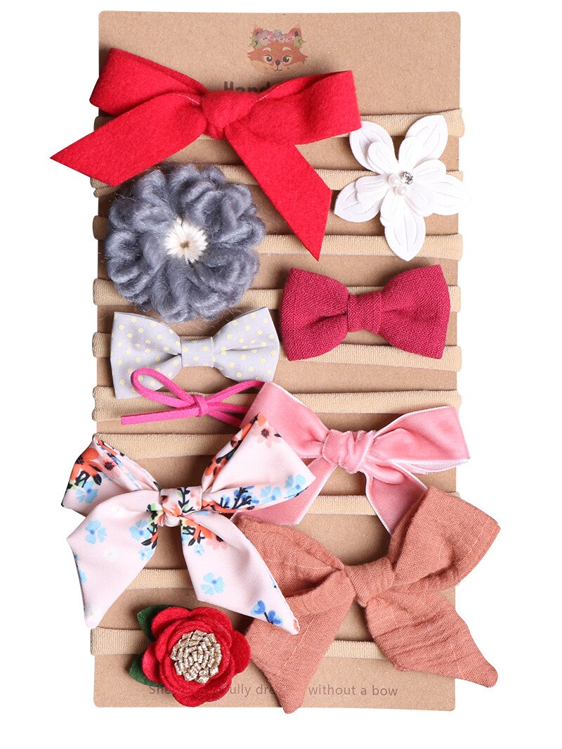 Accesorios adorables para el cabello para niñas, horquillas, lazos de flor para pelo para niñas, diademas, 10 unidades/lote