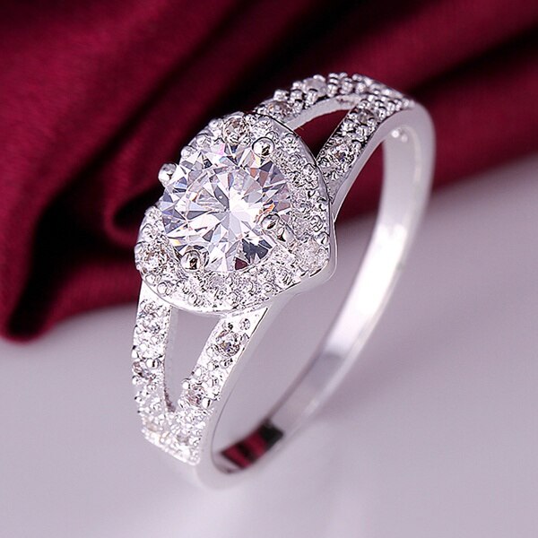 wedding women ring lovely cute lady European style heart CZ Ring silver color classic models R388