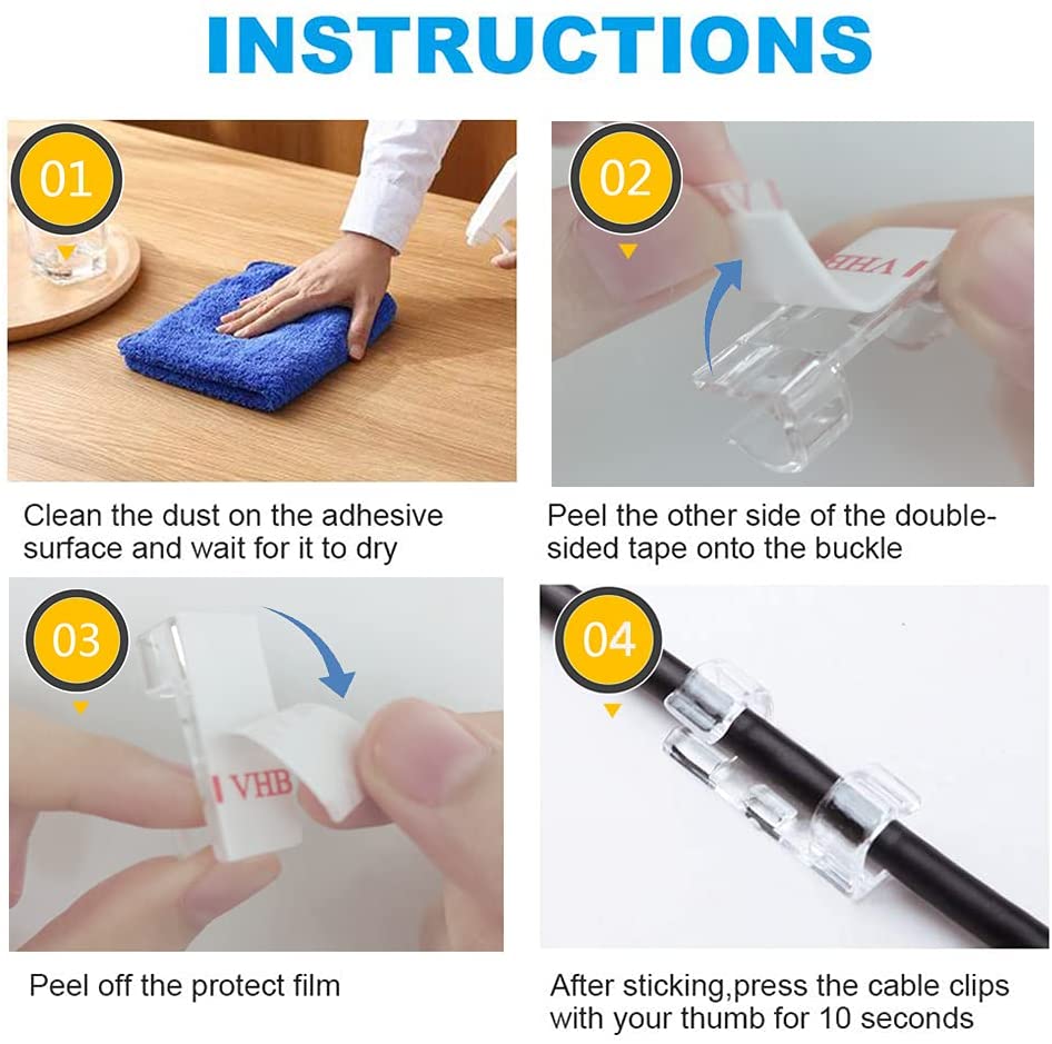 40 STKS Kabelorganizer Clips Kabelbeheer Draadmanager Snoerhouder USB Opladen Datalijn Spoelopwinder Wandgemonteerde haak