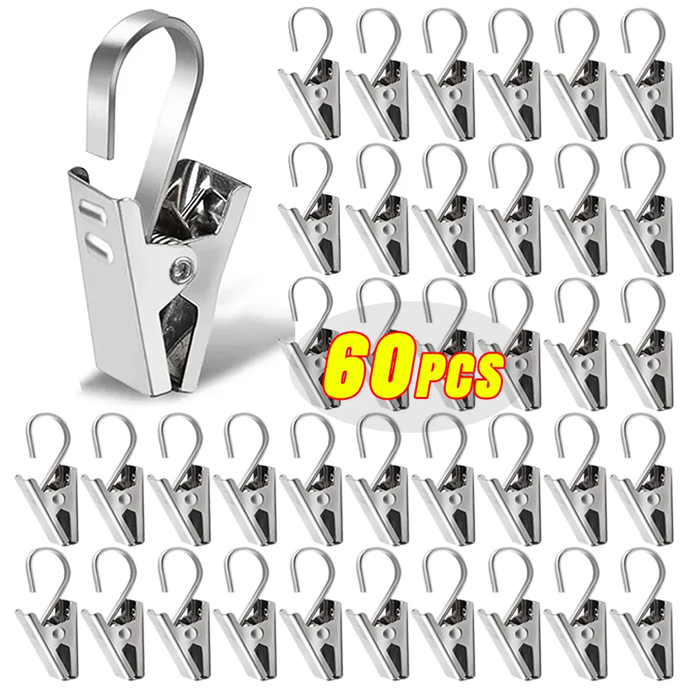 60/10 Stuks Roestvrij Stalen Gordijn Clips Met Haken Zware Opknoping Klemmen Gordijn Haak Clips Voor Huisdecoratie ambachten
