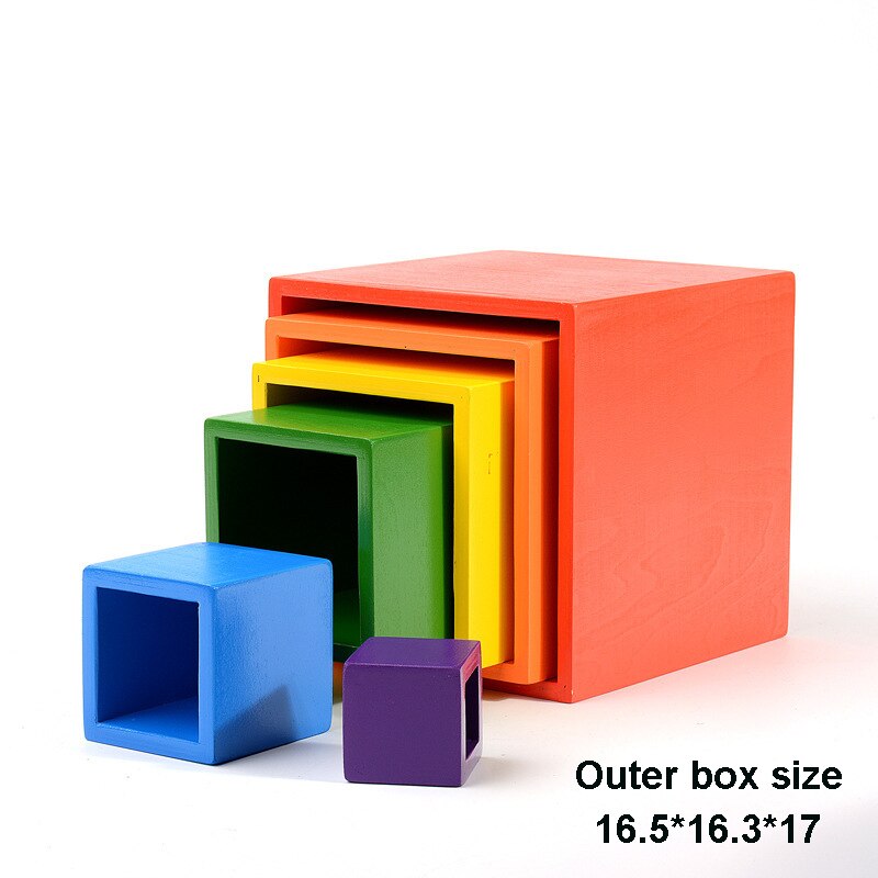 Arcobaleno Blocchi di Costruzione di Giocattoli In Legno per Bambini Creativo Stacker Montessori Educativi Giocattoli per I Bambini Regali Ideali: colorful frame