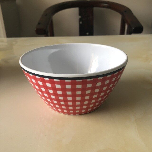 9 Inch Diner Platen Serving Cake Tray Imitatie Porselein Plaat Diner Fruitschaal Steak Gerechten Imiteren Keramiek Servies: 2-Red Lattice  