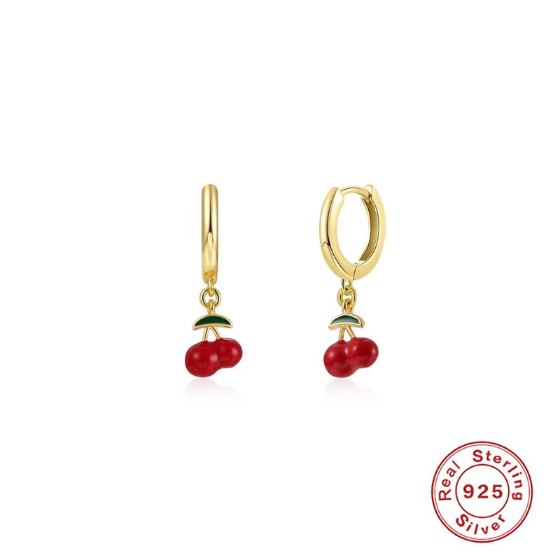 CANNER Fruit Design smalto pendenti orecchini a cerchio per donna simpatici ciondoli creazione di gioielli fai da te ciliegia fragola orecchini accessori: 6