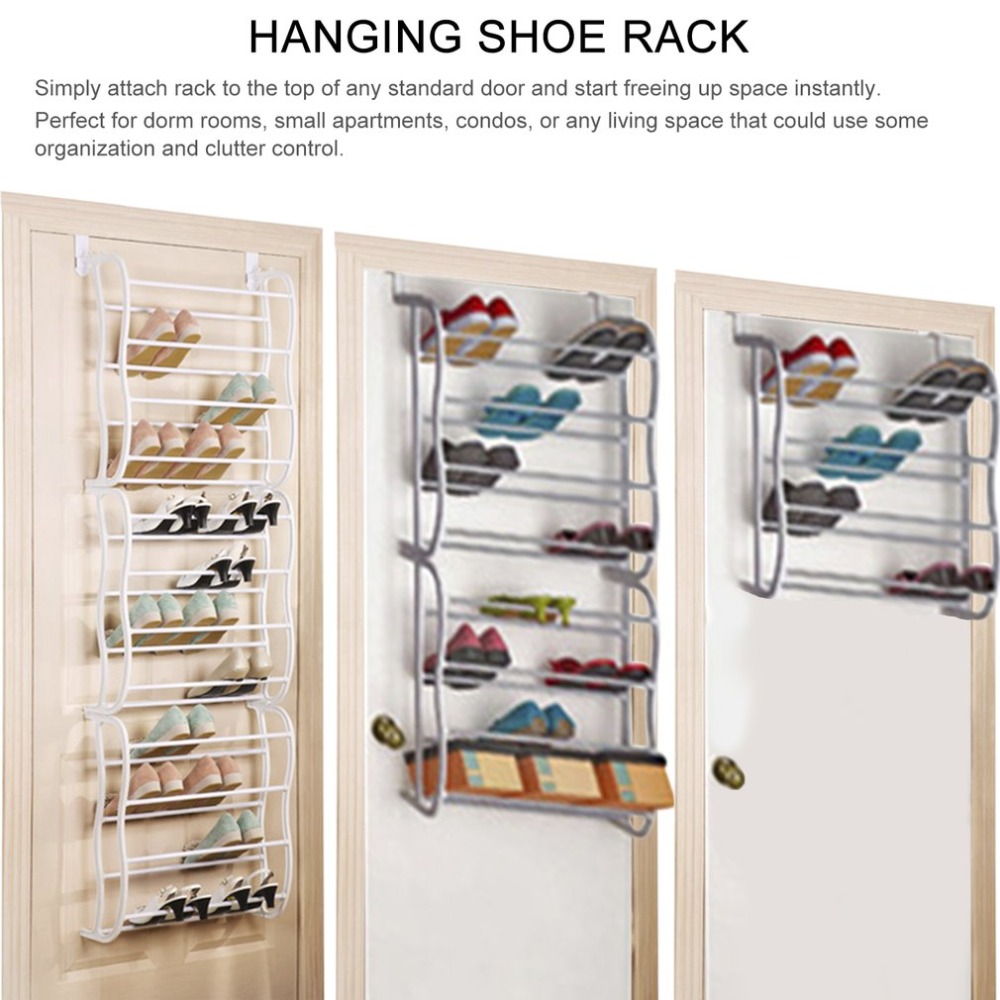 Shoe Rack 12 Layers Fit 12 Pairs Hanging Over the Door Organizer for Closet Portable Multifunctional PP plastic Spray Iron Pipe