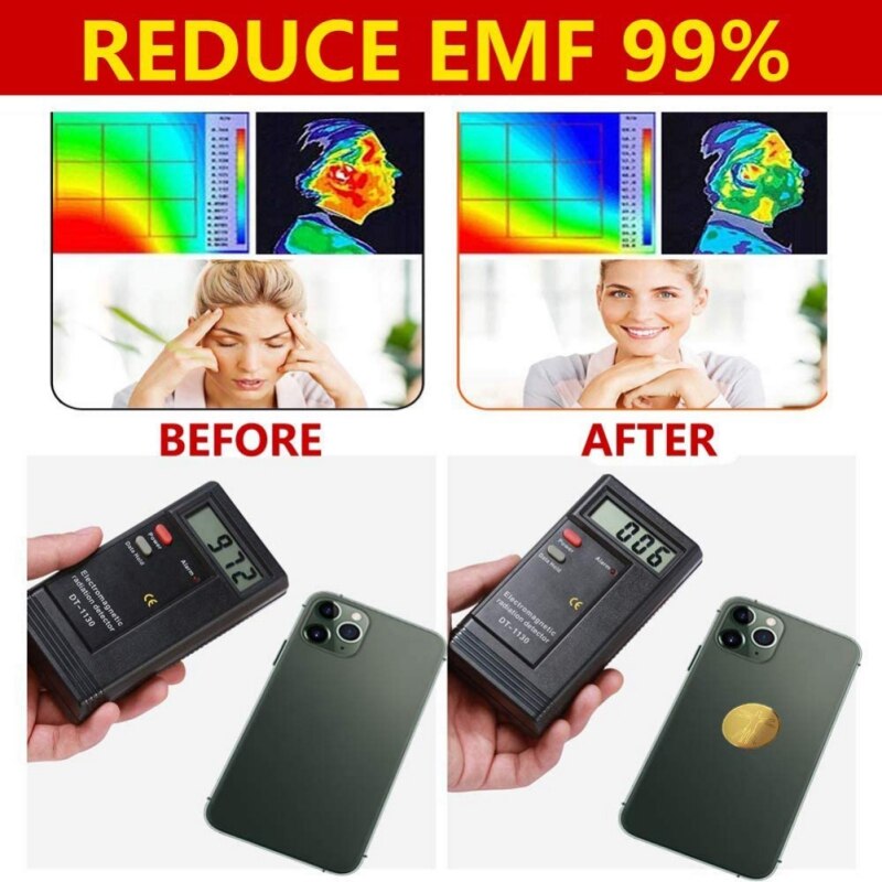 Reduce 99% EMF Cell Phone Sticker, golden Anti Radiation Protector Sticker Blocker , EMF Blocker For all Electronic Devices