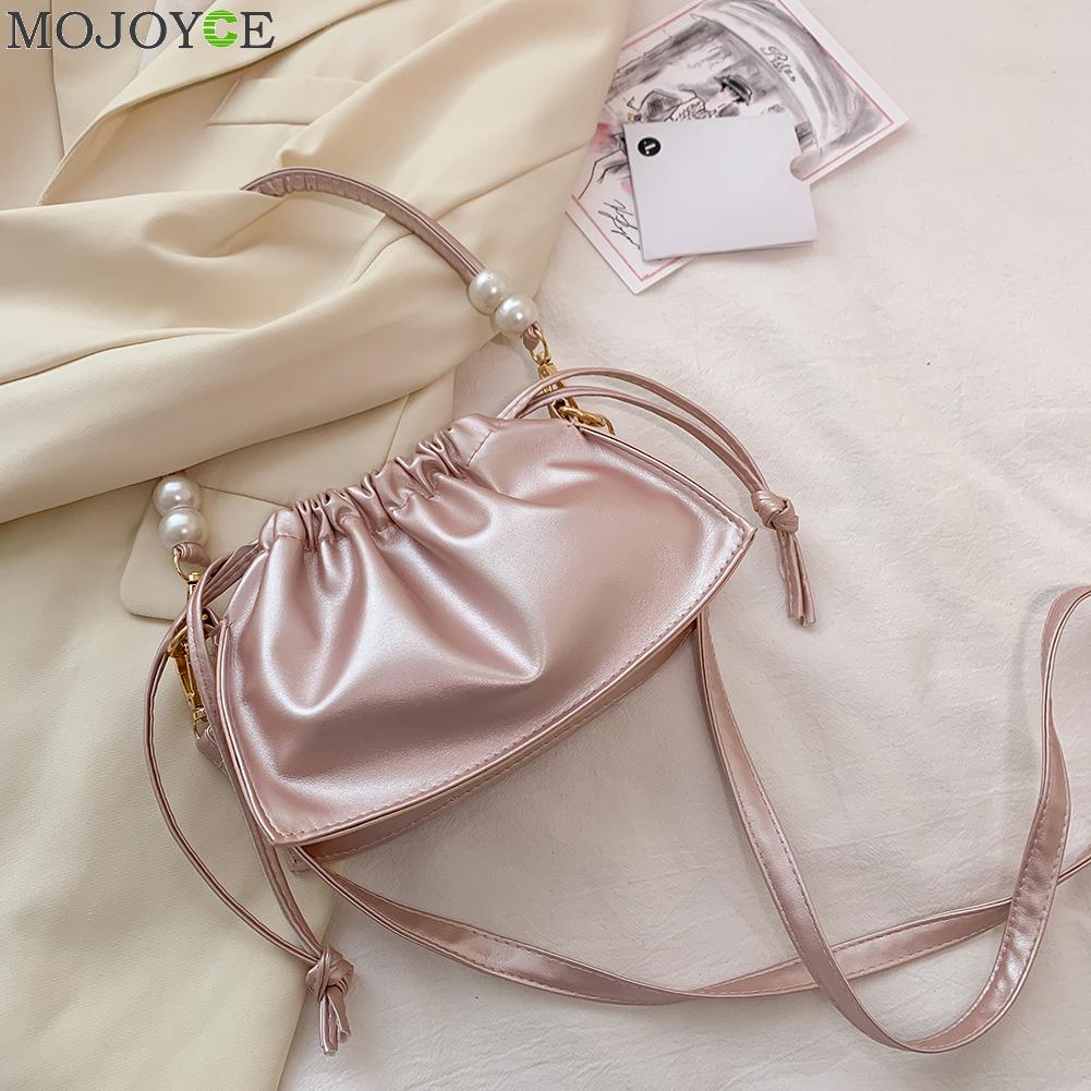 Jeugd Dames Eenvoudige Veelzijdige Tas Vrouwen Handtassen Trekkoord Geplooide Mode Mini Totes Schouder Crossbody Tassen