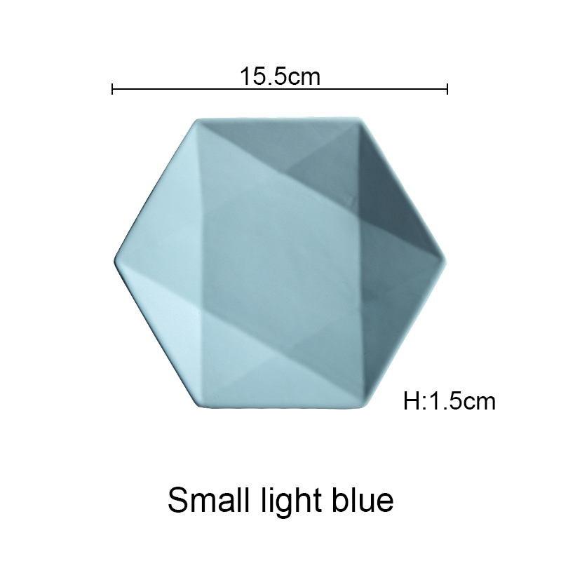 Ceramic Dinner Plates Beef Plate Tableware Hexagonal Matte Dessert Dish Simple and Salad Cutter Dishes Akuhome: small pink blue