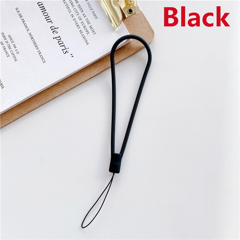 1Pcs Siliconen Touw Mobiele Telefoon Anti Verliezende Sling Pols Korte Cord Silicone Pols Touw Mobiele Telefoon Lanyard Strap Id card Usb: Black