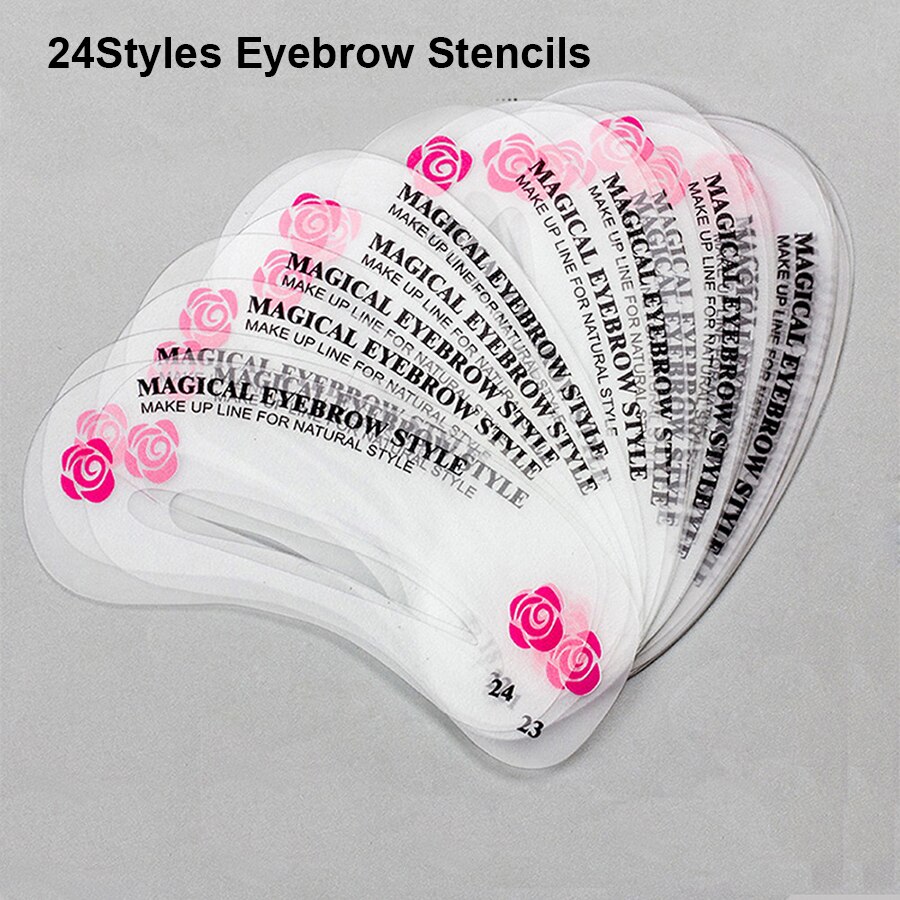24 stijlen Wenkbrauw Stencils Grooming Kit Make Shaper Set voor Beauty Make Up Template Tool Maquiagem