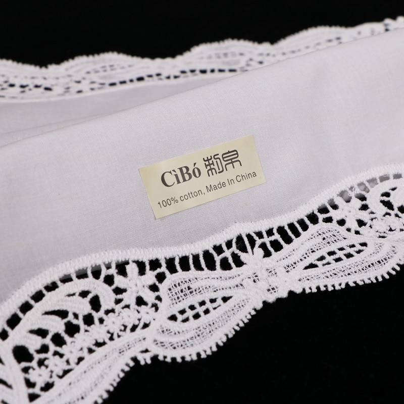 D607: White premium cotton lace handkerchiefs blank crochet hankies for women/ladies wedding