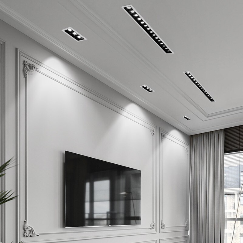 Foco de rejilla lineal sin marco LED, de iluminación principal, moderno, 5W, 10W, 20W, accesorio magnético de instalación integrada