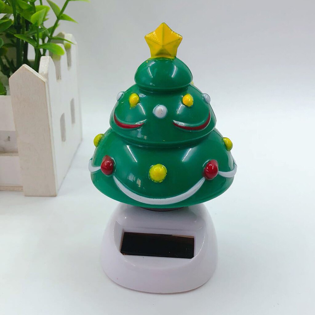 Solar Powered Christmas Tree Home Office Car Ornament Cafe Shop Bar Decor