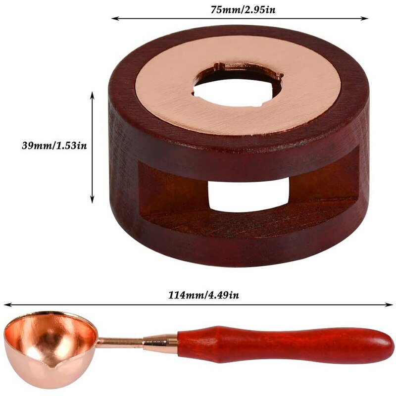 Wax Seal Warmer, Sealing Wax Furnace Tool with Solid Wood Melting Spoon for Melting Wax Seal Sticks Or Sealing Wax Beads