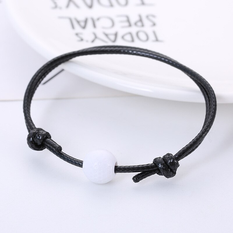 Einfache Hand Geflochtene Schwarz Seil Sport Armbinde Nette Baseball/Golf Ball Braclet Für Männer Jungen Armbinde Schmuck Zubehör: Golf