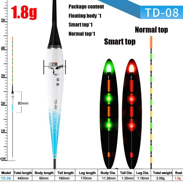 Smart Fishing Float Gravity Sensor Led Electric 2g 5g 7g 10g Great Buoyancy Pose Bobbers Without Battery Glow Stick Summer: Y-DT08