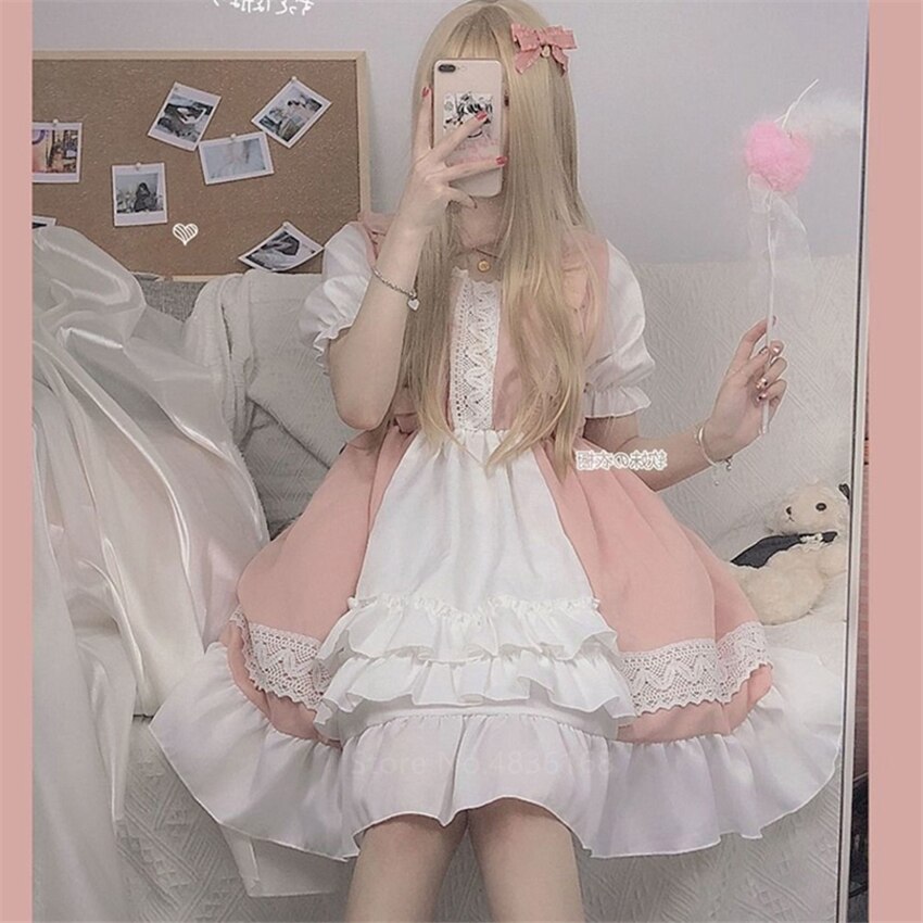 Vestido gótico japonés de Lolita para mujer, ropa europea, Punk, gótico, vestidos victorianos, Kawaii, Lolita, para chicas Harajuku Medieval
