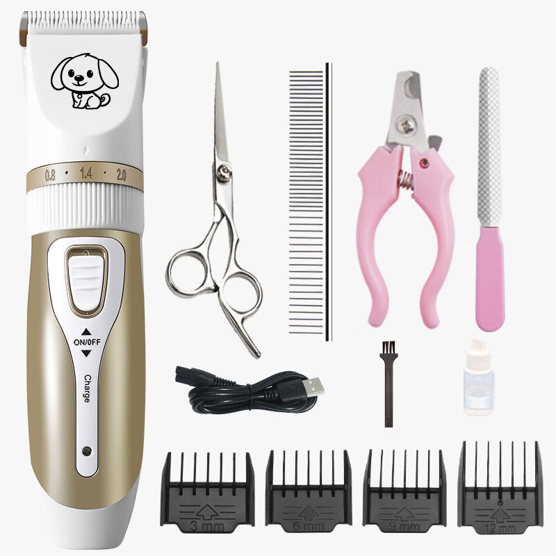 Elektrische Pet Clipper Hond Tondeuses Voor Huisdier/Kat/Hond/Konijn Grooming Haircut Trimmer Scheerapparaat Set Huisdieren draadloze Oplaadbare: Set meal B05