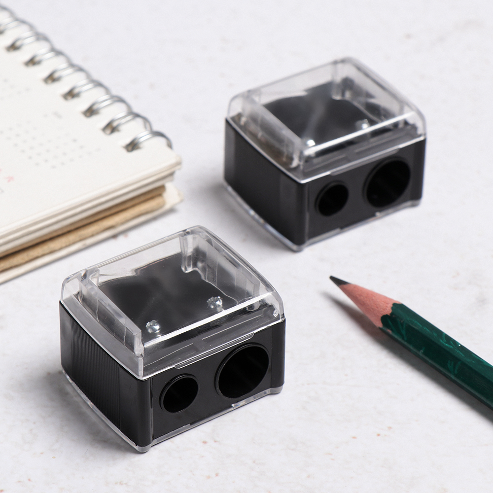 1PC Classical Makeup Pen Sharpener Double Hole Black Pencil Sharpener For Women School Supplies Stationery