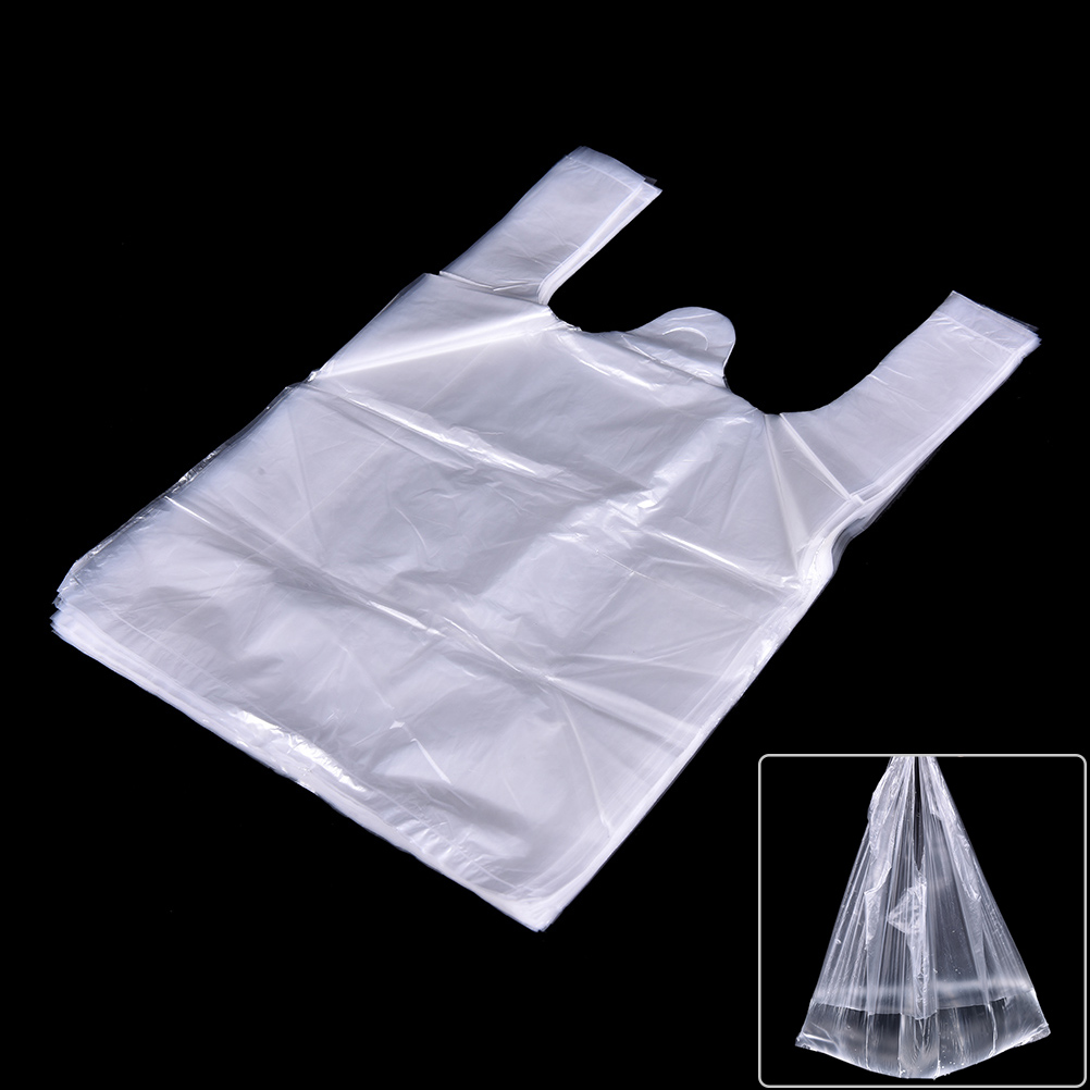 55Pcs 24*32Cm Plastic T-shirt Retail Draagbare Vest Winkelen Supermarkt Zakken Handgrepen Verpakking Witte Plastic Zakken