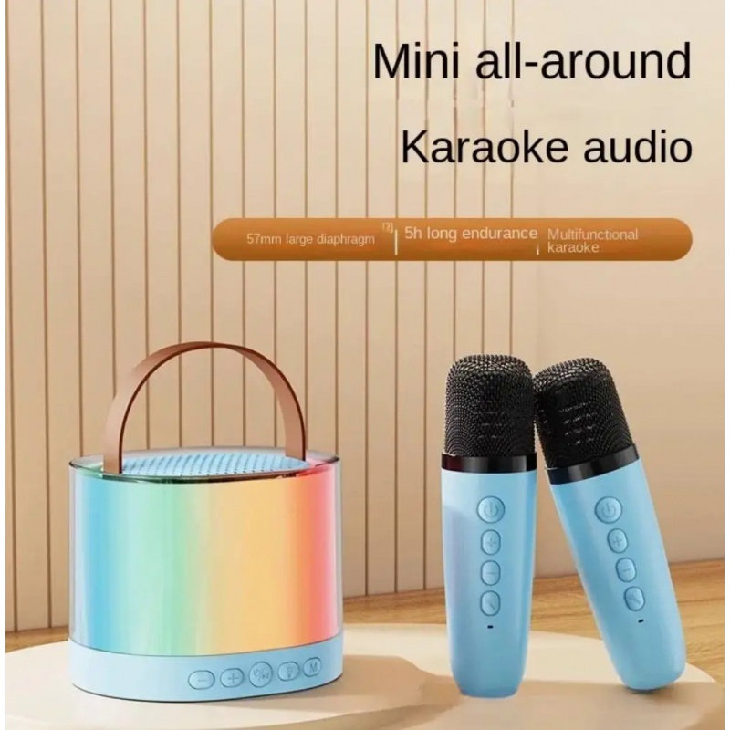 Drahtlose Bluetooth K52 Lautsprecher Multifunktions-Karaoke-Maschine mit 1-2 Mikrofon RGB tragbare Musik-Player für Kinder zu Hause