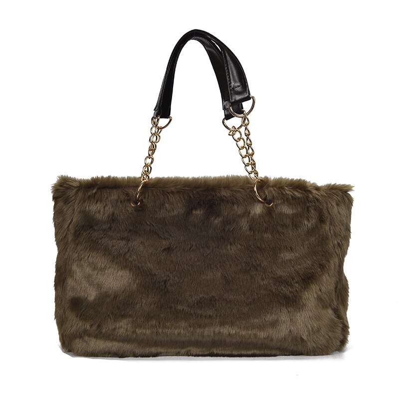 Imitatiebont grote capaciteit luipaard crossbody tas dames winter pluche schoudertas dames warme handtas meisje kerst: Groente