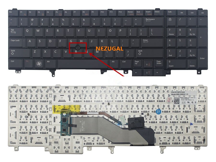 US Laptop Keyboard For DELL E6520 E5520 M4600 M6600 E5530 E6530 M4700 M6700 E6540 English: No backlight