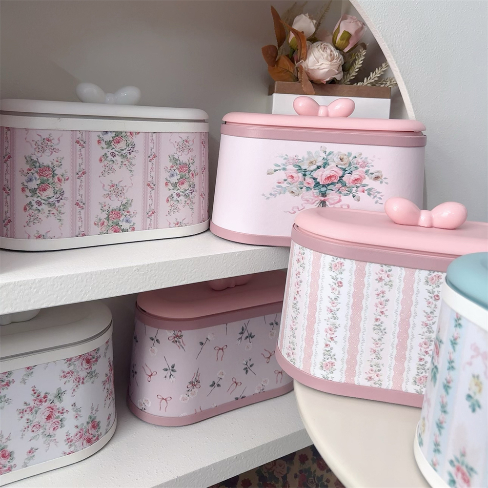 High-Rise Storage Bucket With Lid Home Dressing Table Desktop Storage Bucket Office Desk Press-type Printed Cute Storage Box