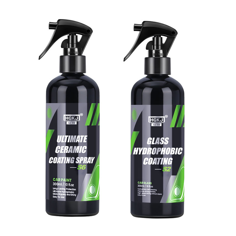 Kit de peinture de revêtement céramique 9H pour voiture, 300/100/50ml, pâte à polir, produits Nano, hydrophobe, couche rapide, cire liquide, HGKJ: S6 x Glass S2-300ml
