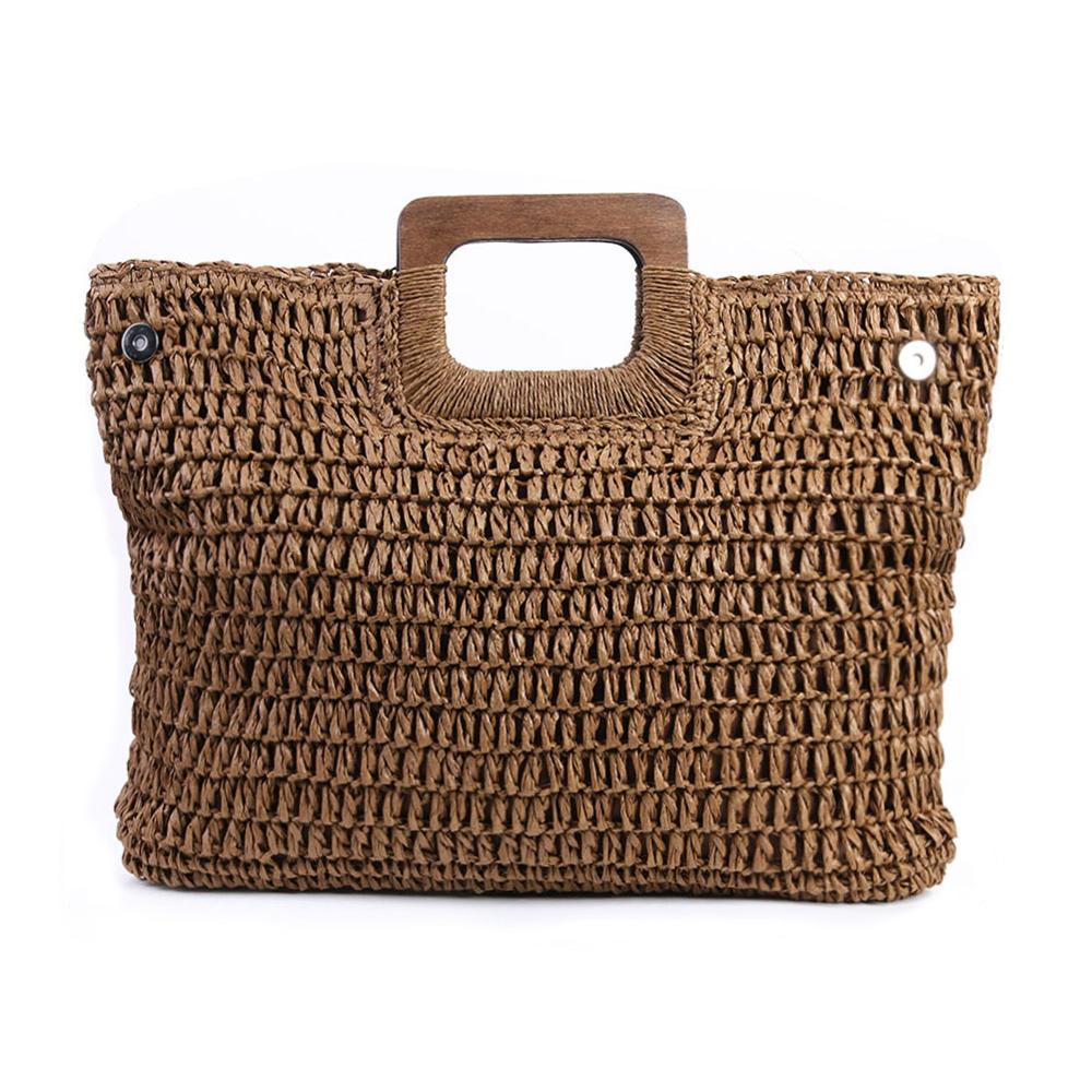 Sac à main Vintage tricoté en paille pour femme, idéal pour l'été, idéal pour la plage, idéal pour le voyage, fait à la main,