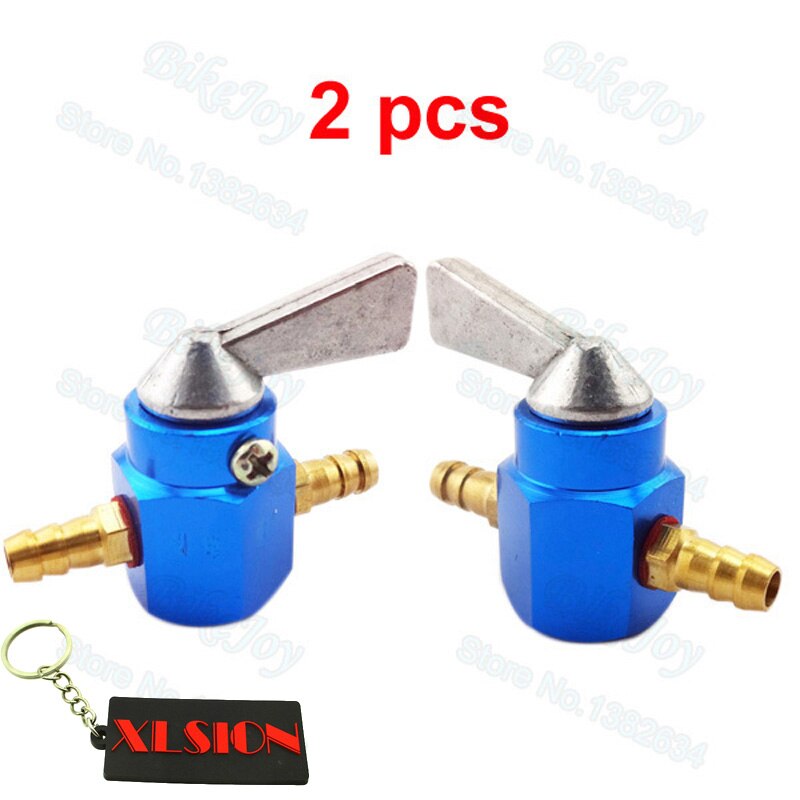 2pcs/pack Blue 1/4" CNC Gas Fuel Tap 6mm For Shut Off Inline Petcock Valve ATV Quad Pit Dirt Bike
