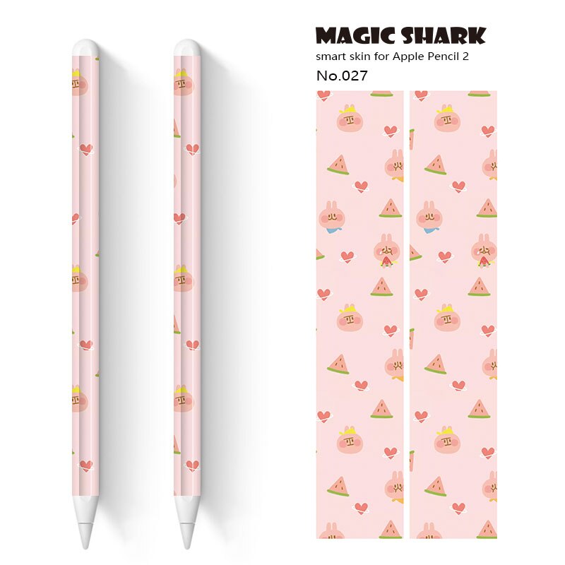 Tubarão mágico 2 pçs/lote bonito crayon shinchan panda urso toque caneta stylus adesivo película de pele papel protetor para apple lápis 2