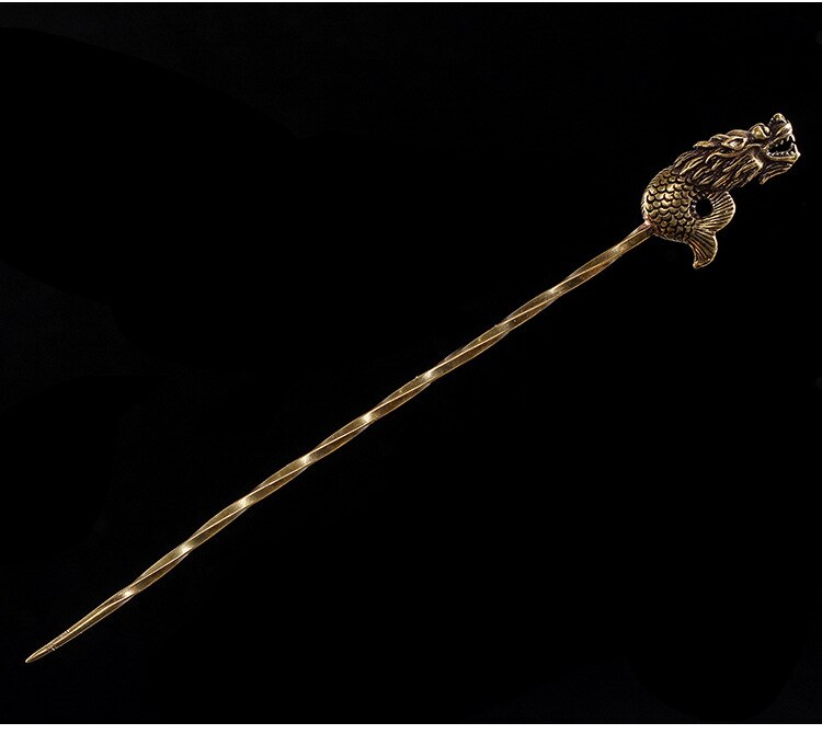 Aiguille de passage de cigares rétro en laiton, fumeur de cigares Portable, drague percée créative, sculpture, aiguille de Ventilation en spirale, outils pour cigares: Arowana