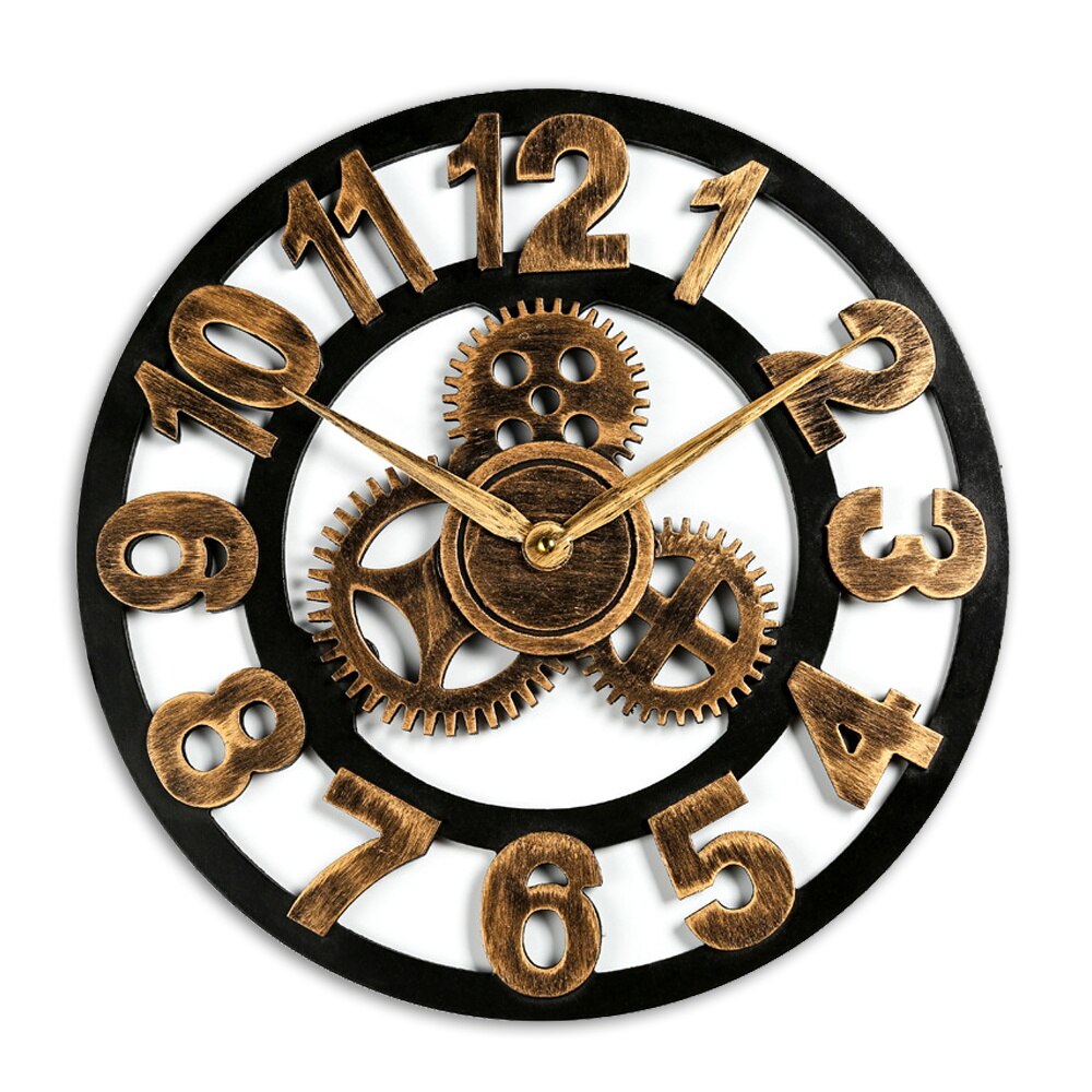 Vintage Wood Wall Clock Decorative Retro Gear Wall... – Vicedeal