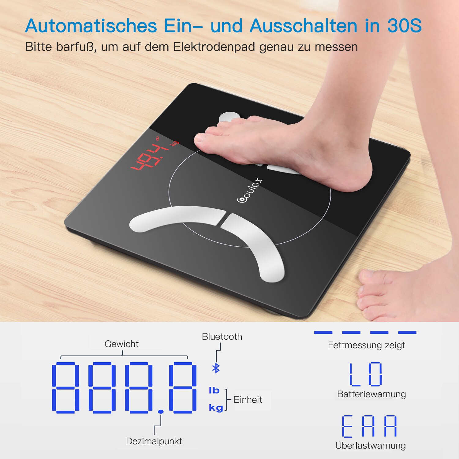 Bluetooth Body Fat Scales With App Digital Personal Scales Body Analysis For BMI Muscle Body Fat Protein BMR