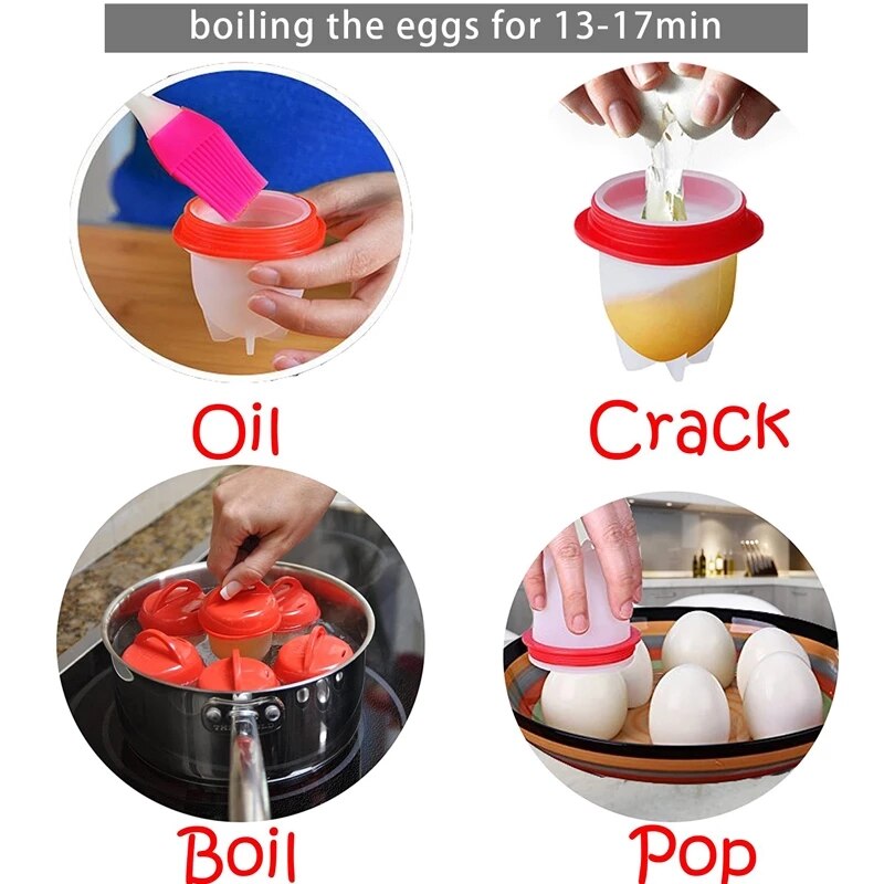 6pcs/set Egg Cooker Poachers Silicone Fancy kitchen accessories Cup Egglettes Fancy Shape Non-stick Accessories