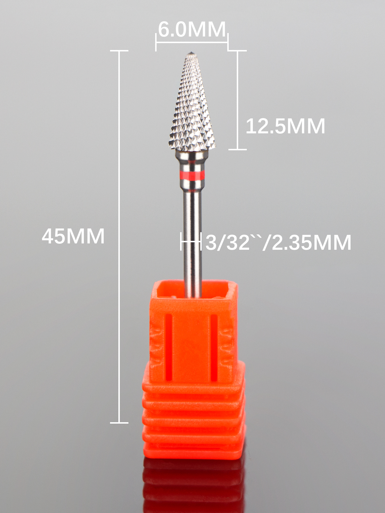 1 Uds. Broca para uñas con forma de cono, fresa de carburo de 3/32 "para gel de uñas, herramienta de accesorios de taladro eléctrico para quitar rebabas rotativas