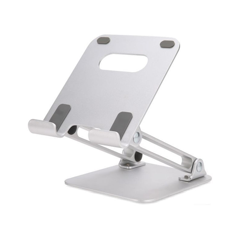 Tablet Phone Stand Holder - Aluminum Alloy - Flexible Adjustment - Foldable - For iPad, iPhone, 4-10 Inch Tablets