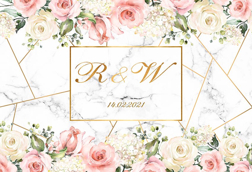 Mehofond Photography Background Pink and Gold Marble Wall Flowers Party Wedding Portrait Decoration Backdrop Photo Studio Props