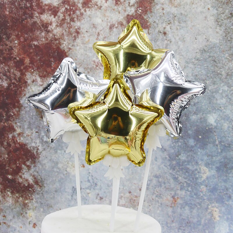 Mini ballon gonflable automatique 4 pouces 10Cm | Étoile à cinq points pour décoration de gâteau de fête, ballon de décoration de gâteau