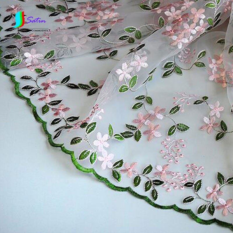 DIY hecho a mano de gasa de rayón encaje de tela con bordado de flores falda cortinas opacas Ropa Accesorios Para falda de ancho 125CM S452P