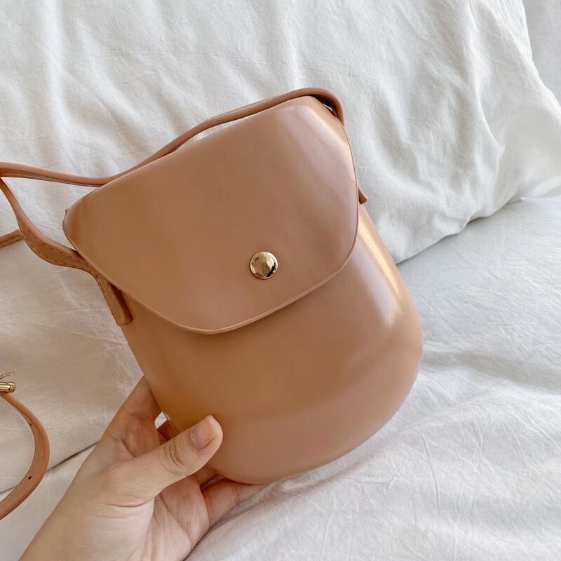 Ensfarvet dame skuldertaske hårdt pu læder vintage kvinder mini crossbody telefontaske ungdom shell pung hel: Lyserød