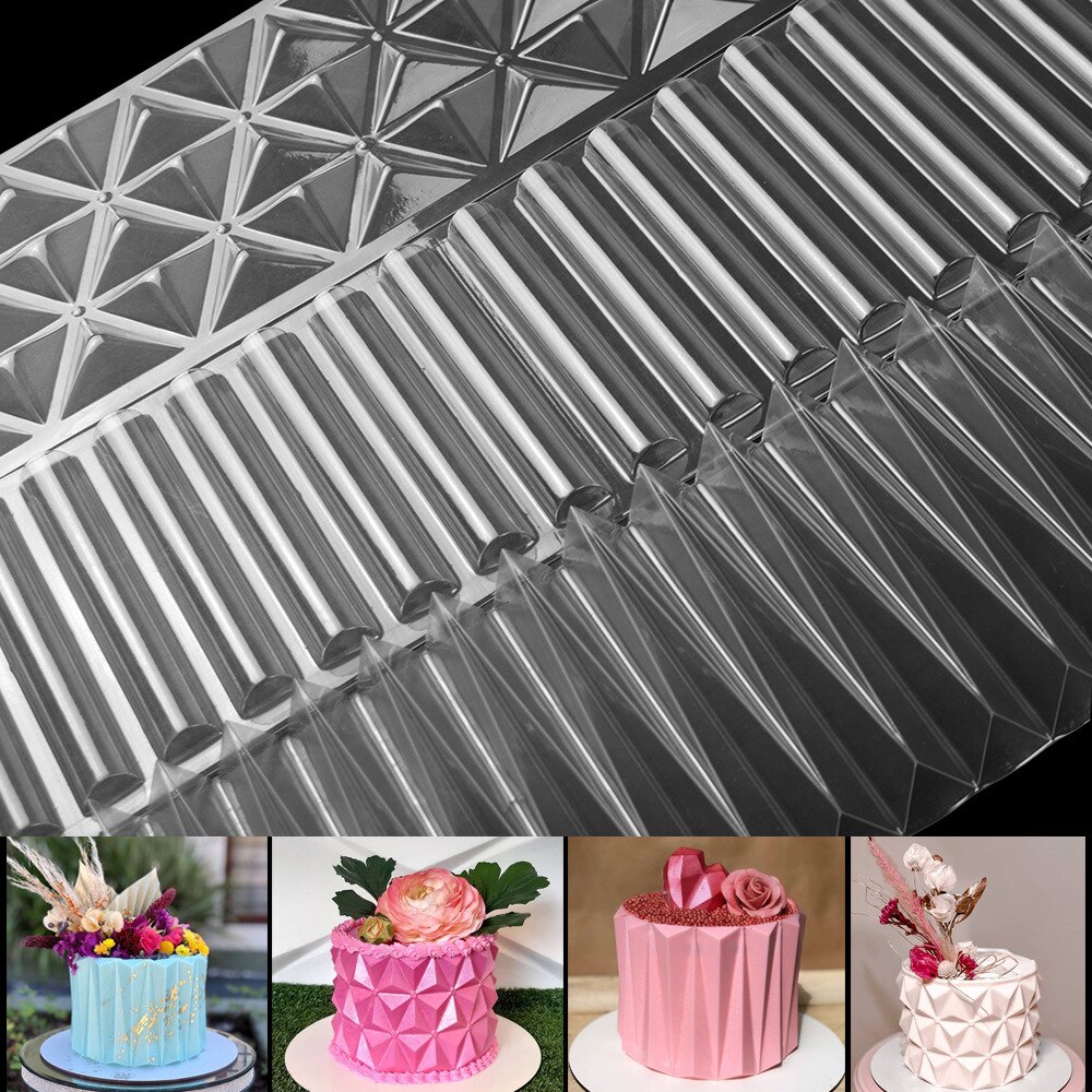 Bordure de gâteau en Mousse Origami en plastique Transparent 3D, demi-cercle, moule d&#39;impression de cuisson, pochoir de gâteau, décoration de Fondant au chocolat