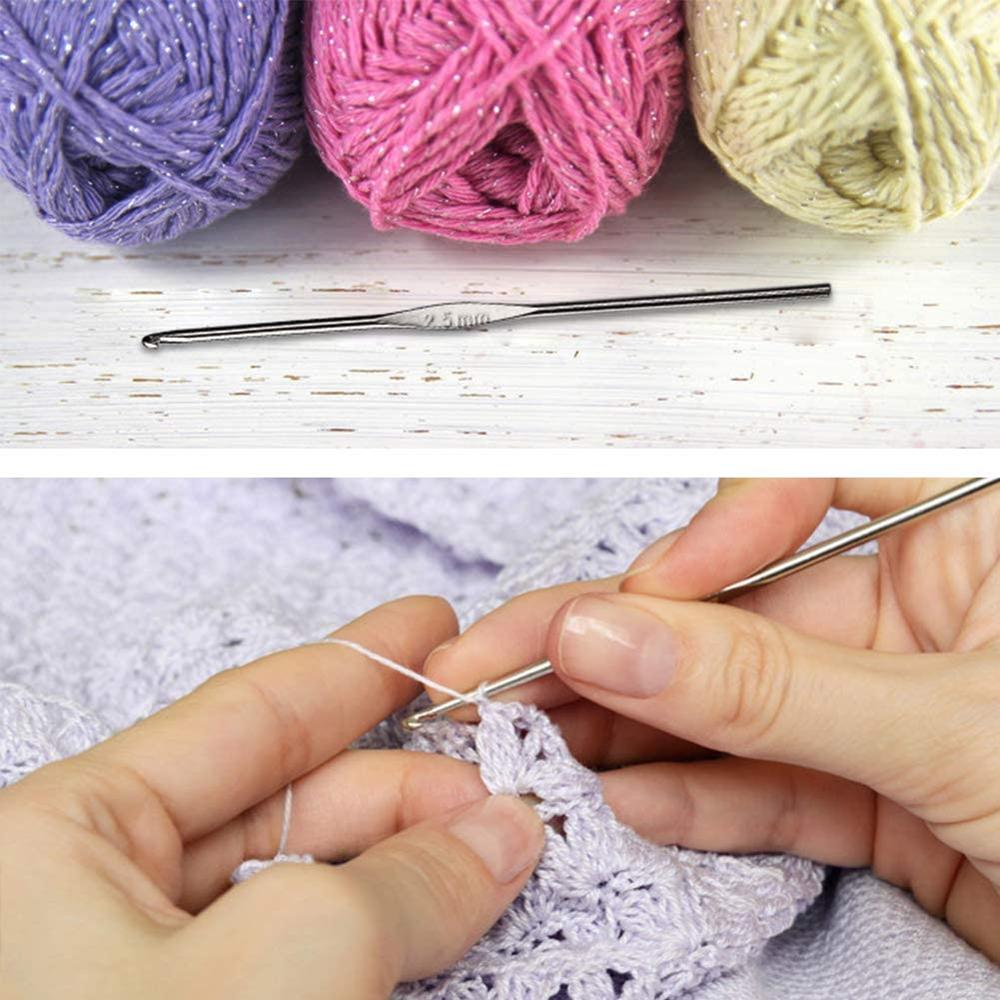 MIUSIE 16 PCS Lace Crochet Hooks Set, Aluminum Crochet Hooks Set with 6 PCS Large-Eye Blunt Needles and 10 PCS Stitch Markers
