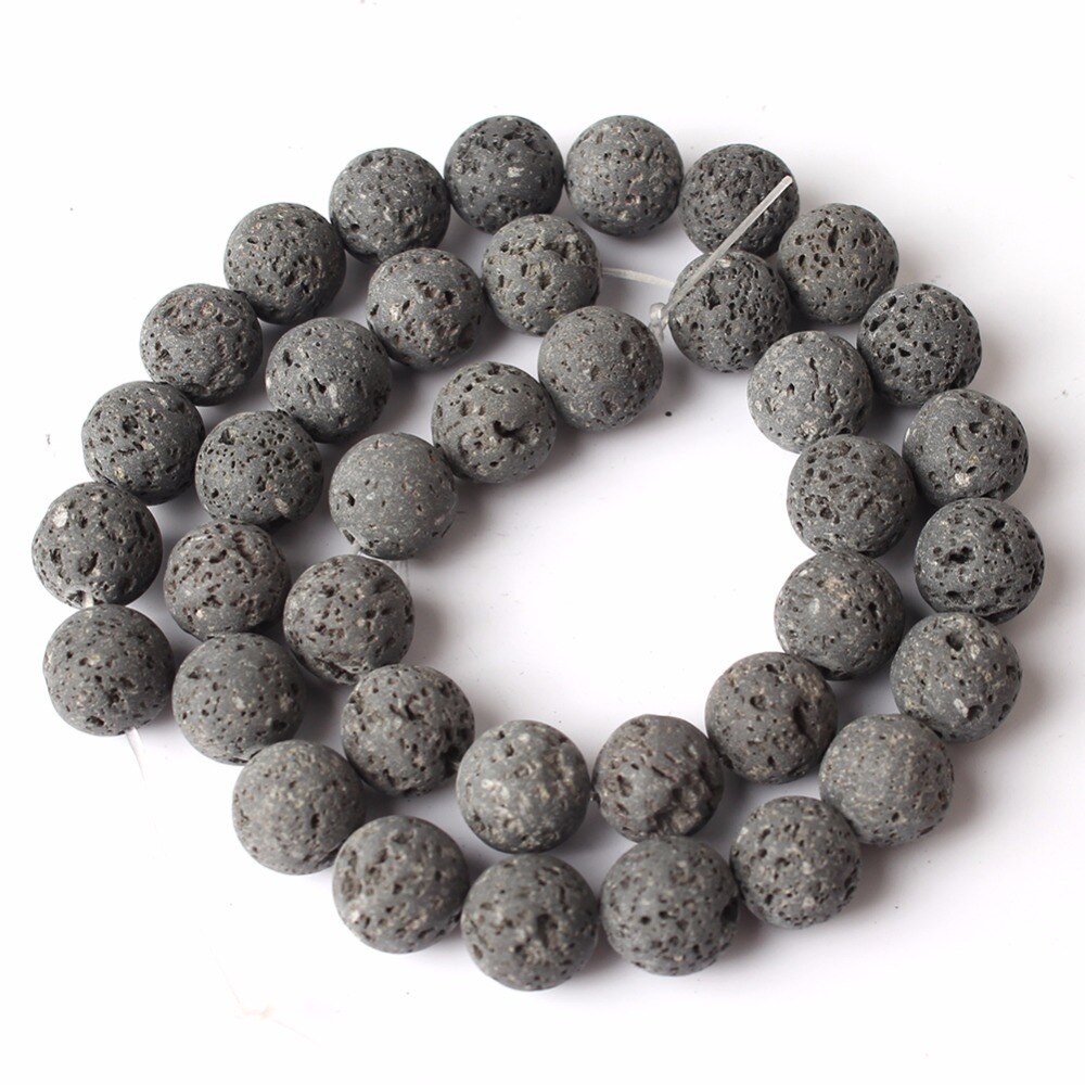 Sort farve vulkansk sten naturlig sort vulkansk lavasten runde perler  :4/6/8/10/12mm