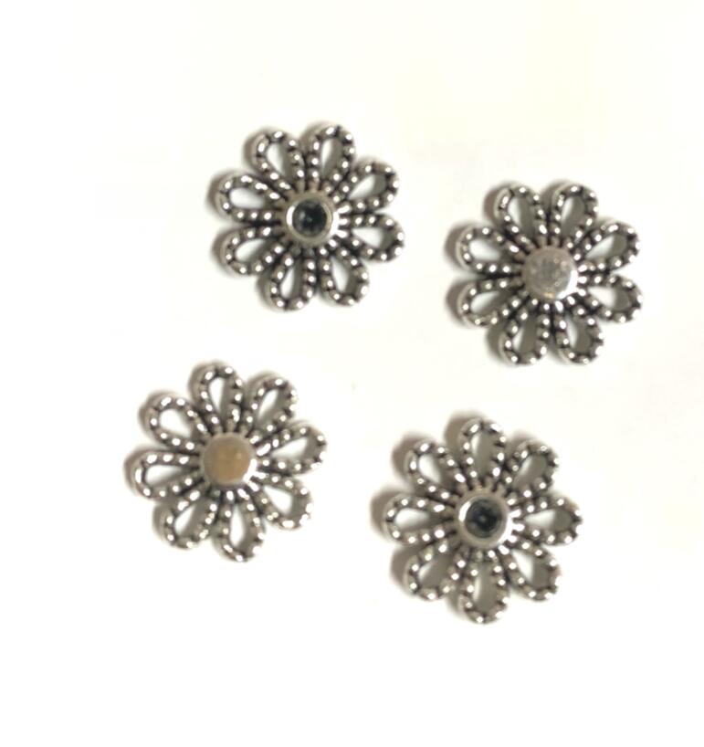 Abalorios de plata tibetana, accesorio de color dorado oscuro, flor de Margarita, 60 piezas, 13mm, H1918, H3546, H0580: Blanco