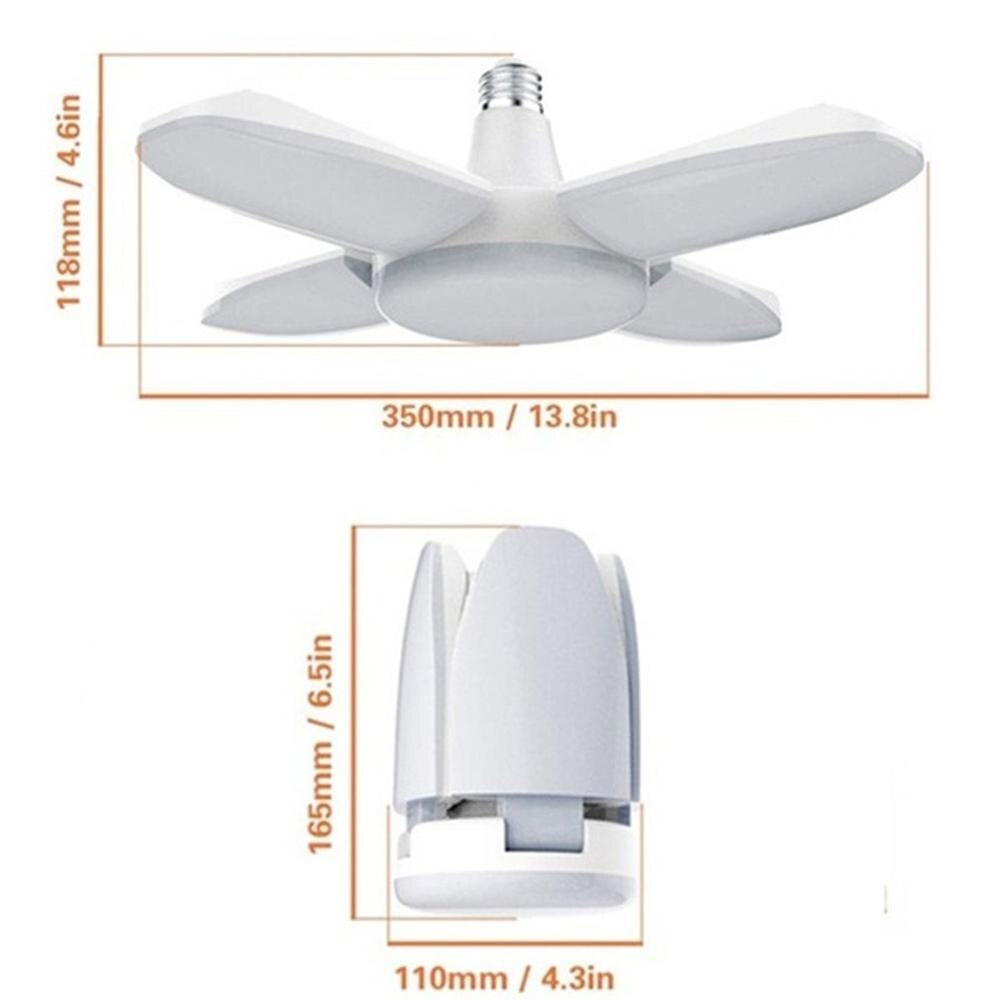 LED Garage Light 360 Degrees Deformable Ceiling Light For Home Warehouse Workshop Folding Three-Leaf Deformation Lamp