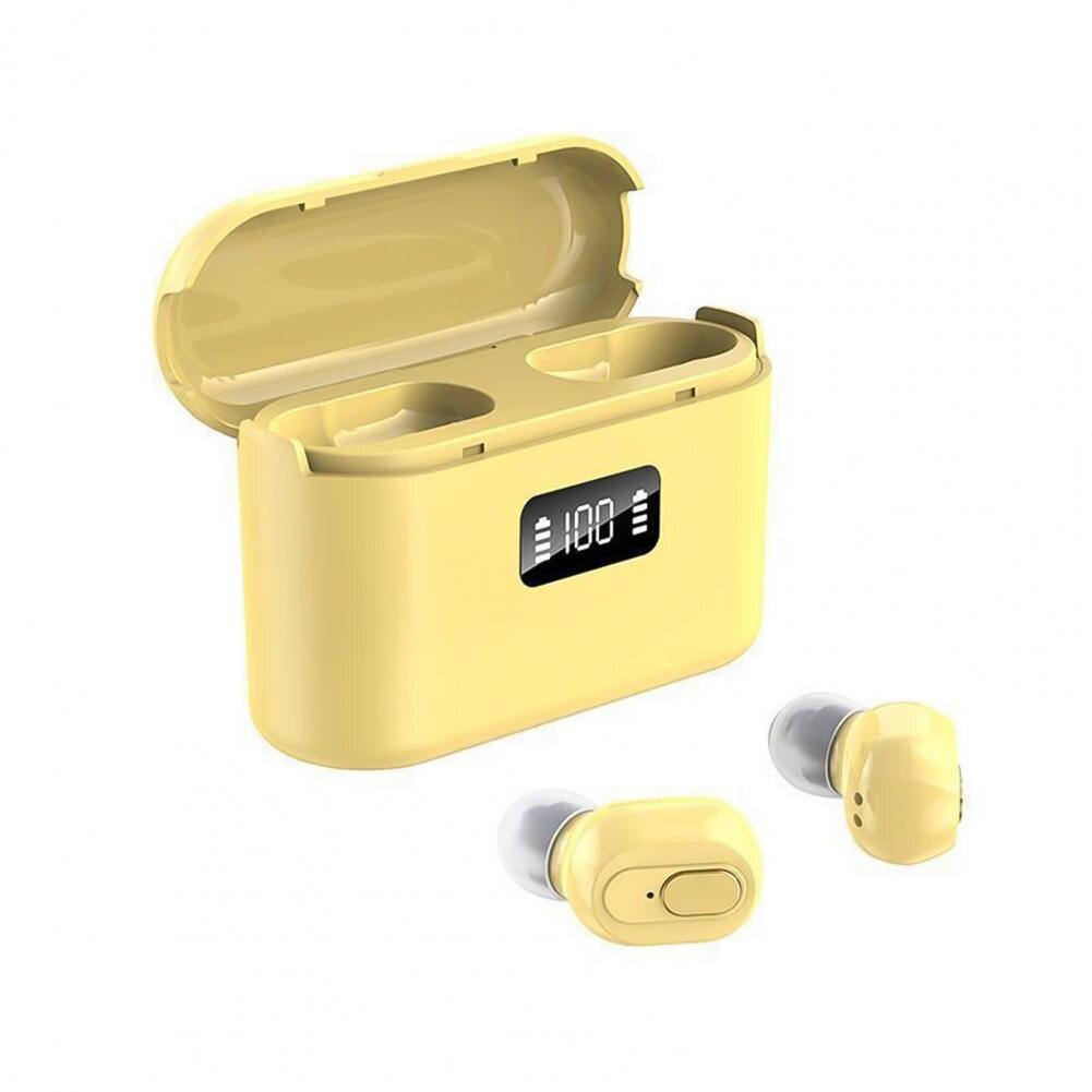J21 TWS Wireless headphones 5.1 Earphone Noise Cancelling Headset Stereo Sound Music In-ear Earbuds For Android IOS smart phone: Yellow