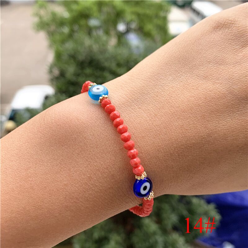 Cristal bleu turc mauvais œil Bracelets pour femmes à la main perles de verre chaînes bijoux chanceux accessoires Couple Bracelet: F14