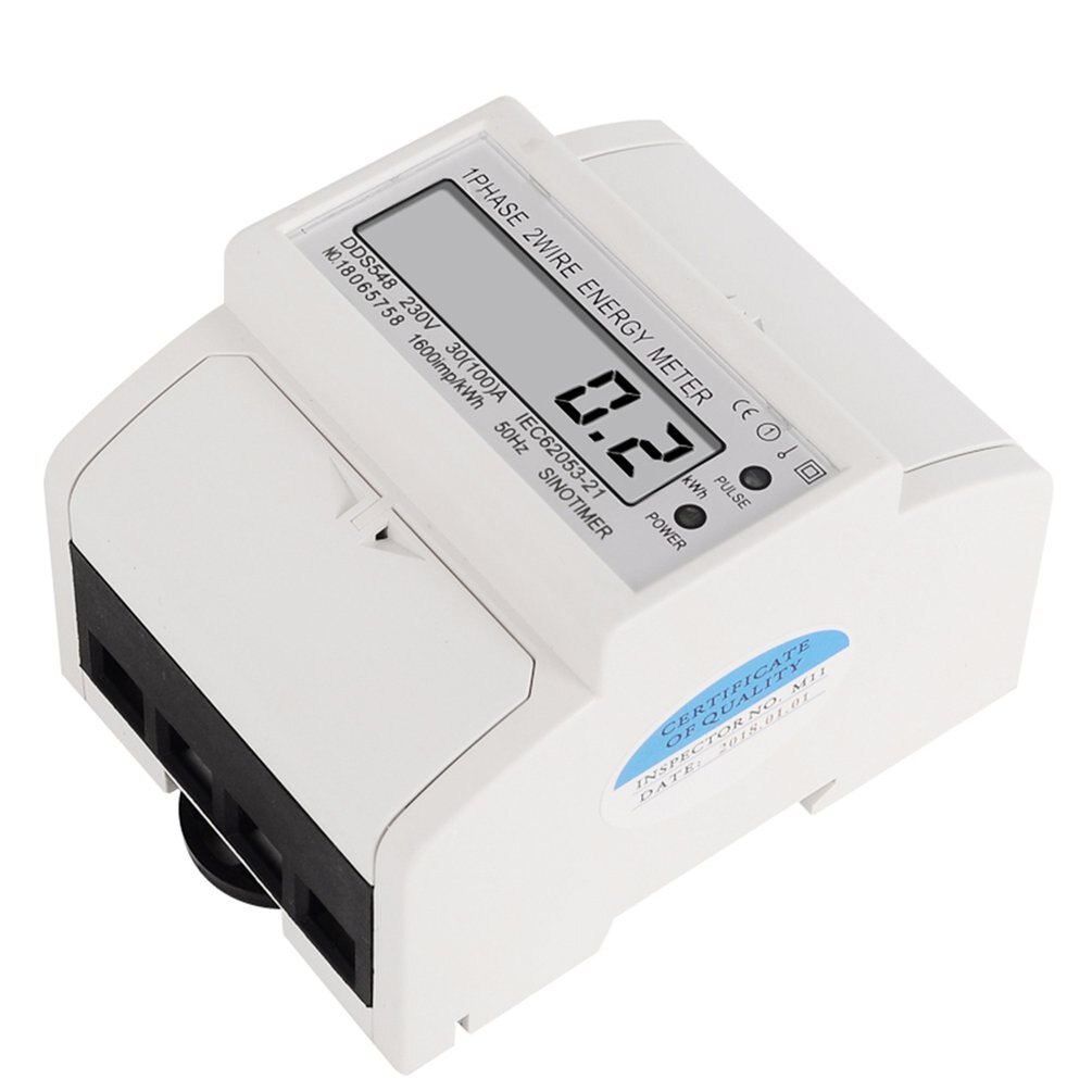 SINOTIMER DDS548 Single Phase Energy Meter LCD Digital Smart Home Watt-Hour Meters 4P Electronic Wattmeter DIN Rail Mount